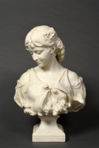 Prosper D'EPINAY. Paris XIX Buste en marbre blanc sculpté Signé P.D'EPINAY daté 1876 Vendu 3 800 €