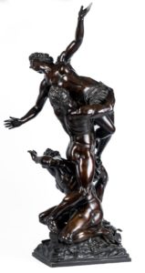 L ENLEVEMENT DES SABINES. Jean Bologne, d'aprés. Bronze à patine brune. Compagnie des bronzes de Bruxelles. Circa 1875