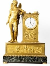 Pendule au "Génie des Arts". Bronze ciselé et doré au mercure. Paris.Circa 1805 Pendule au "Génie des Arts". Bronze ciselé et doré au mercure. Paris.Circa 1805