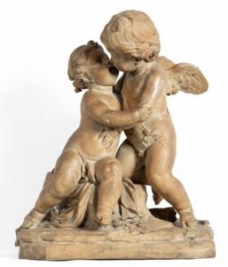 Groupe en terre cuite. Paris. Epoque du XVIIIe.
