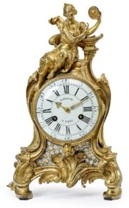 Jean Baptiste BAILLON. Cartel en bronze ciselé et doré. PARIS. Epoque Louis XV