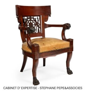 Jacob Frères, attribué à. Fauteuil de bureau. Bois et placage d'acajou. Epoque Consulat. 9 750€